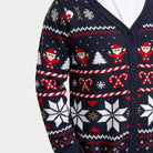 Jersey de Navidad Hombre Cárdigan Azul Estrellas Polares
