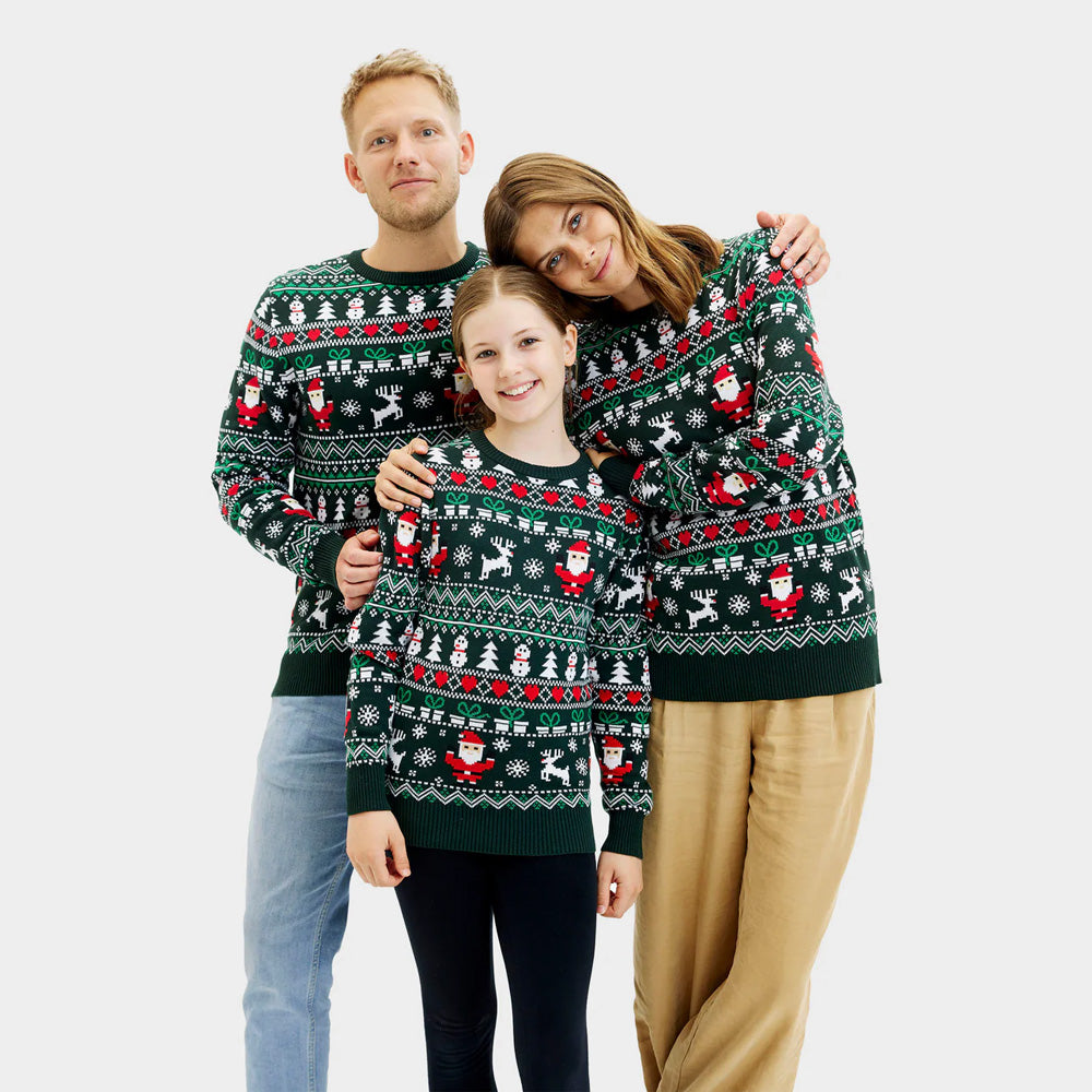 Jersey de Navidad pareja Green Christmas Algodón Orgánico familia
