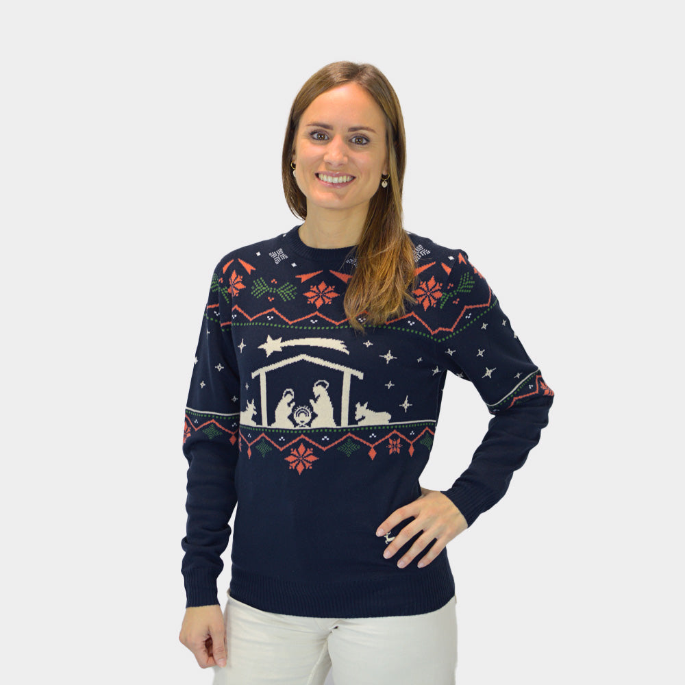 Jersey de Navidad Parejas Portal de Belén Mujer
