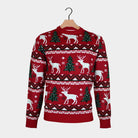 Jersey de Navidad Pareja Rojo Árboles de Navidad y Renos
