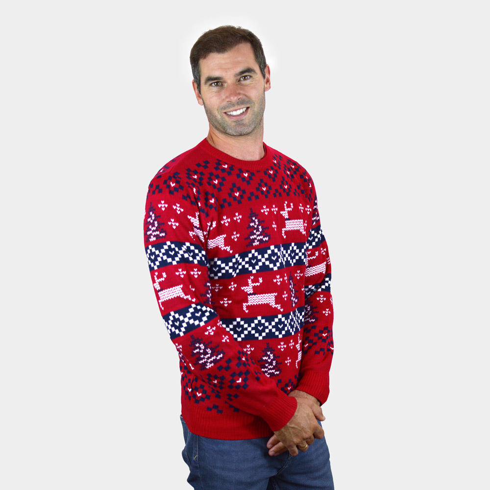 hombre Jersey de Navidad Parejas Rojo Canadá