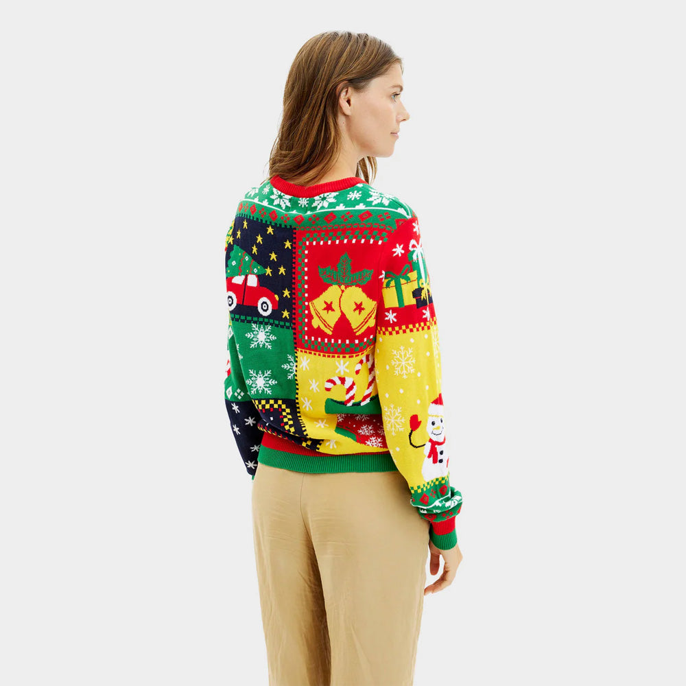 Jersey de Navidad Mujer Patchwork Algodón Orgánico
