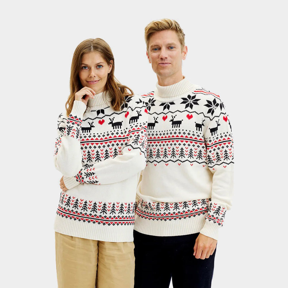 Mujer Jersey de Navidad de cuello alto para Hombre Elegante Beige Algodón Orgánico