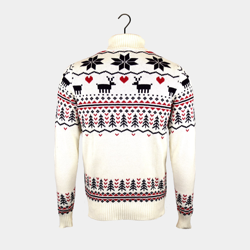 Jersey de Navidad cuello alto Parejas Elegante Beige Orgánico Algodón 
