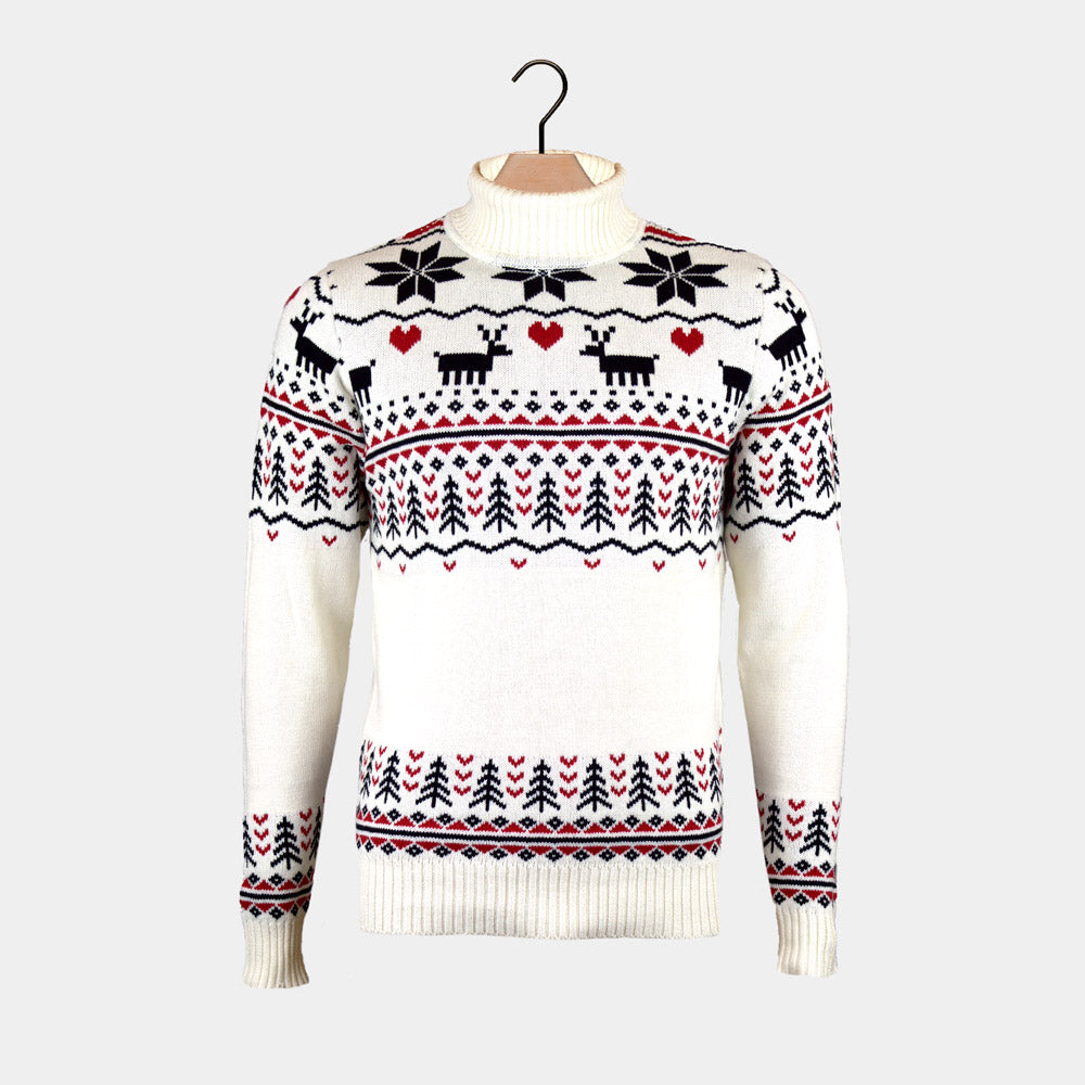 Jersey de Navidad cuello alto Elegante Beige Algodón Orgánico Mujer 
