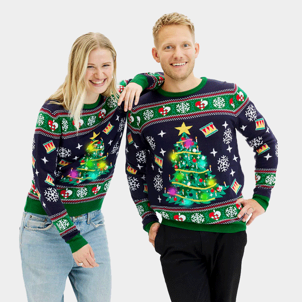 Jerseys Navideños con luces LED para Hombre y Mujer