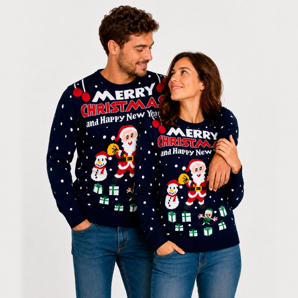 Jersey Navideño para Hombre Merry Christmas and Happy New Year Pareja