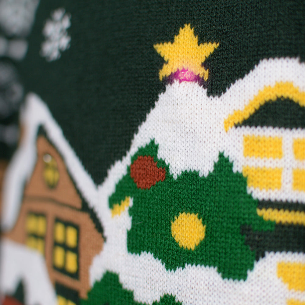 Jersey de Navidad Luces LED Parejas Santa is Coming to Town
