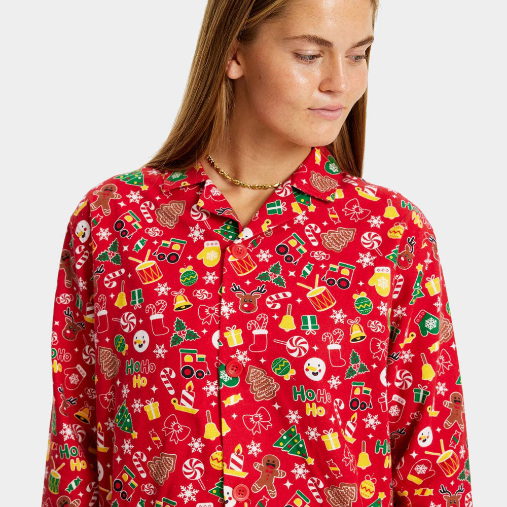 Mujer Pijama de Navidad para Adultos Unisex Rojo con Motivos Navideños