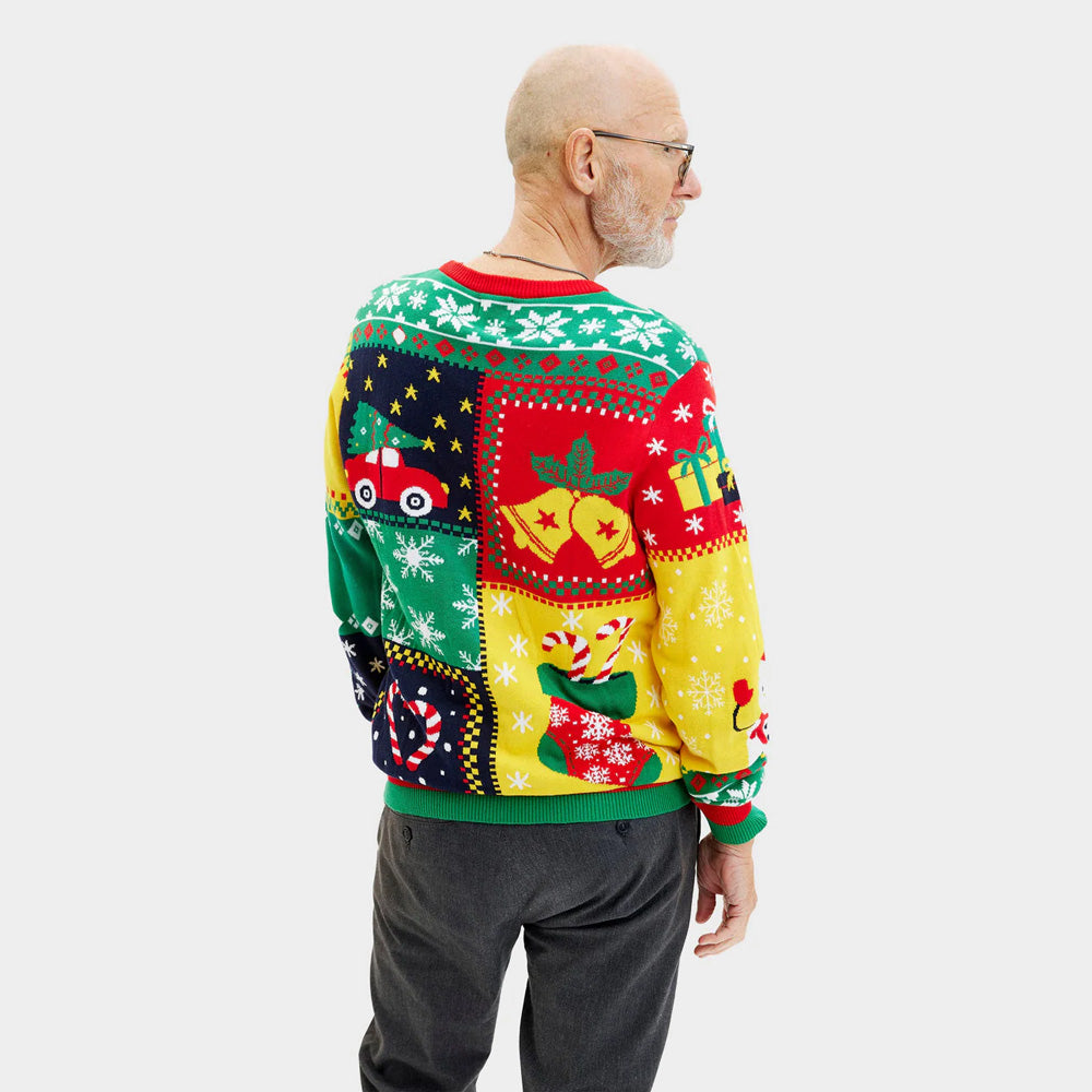 Jersey de Navidad Hombre Patchwork Algodón Orgánico
