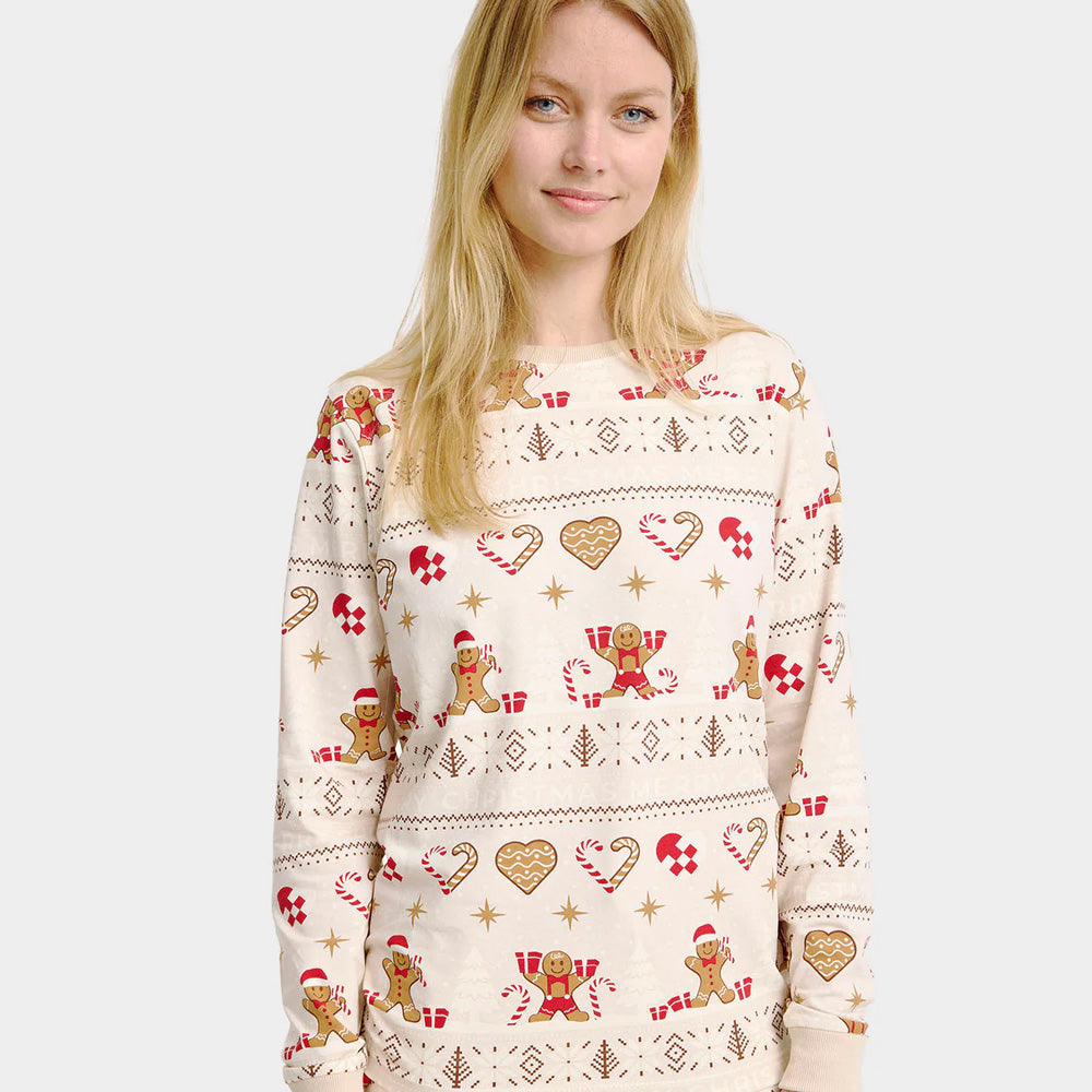 Pijama de Navidad para Adultos Unisex Gingercookies Beige
