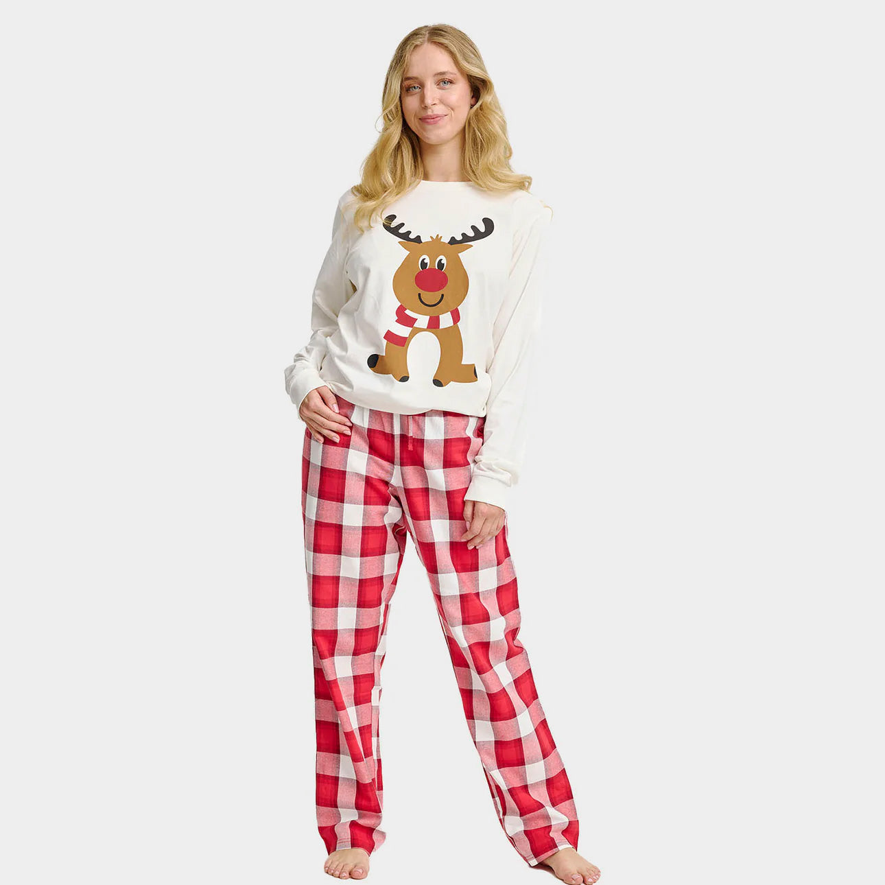 Pijama de Mujer de Navidad para Adultos Unisex Reno Simpático
