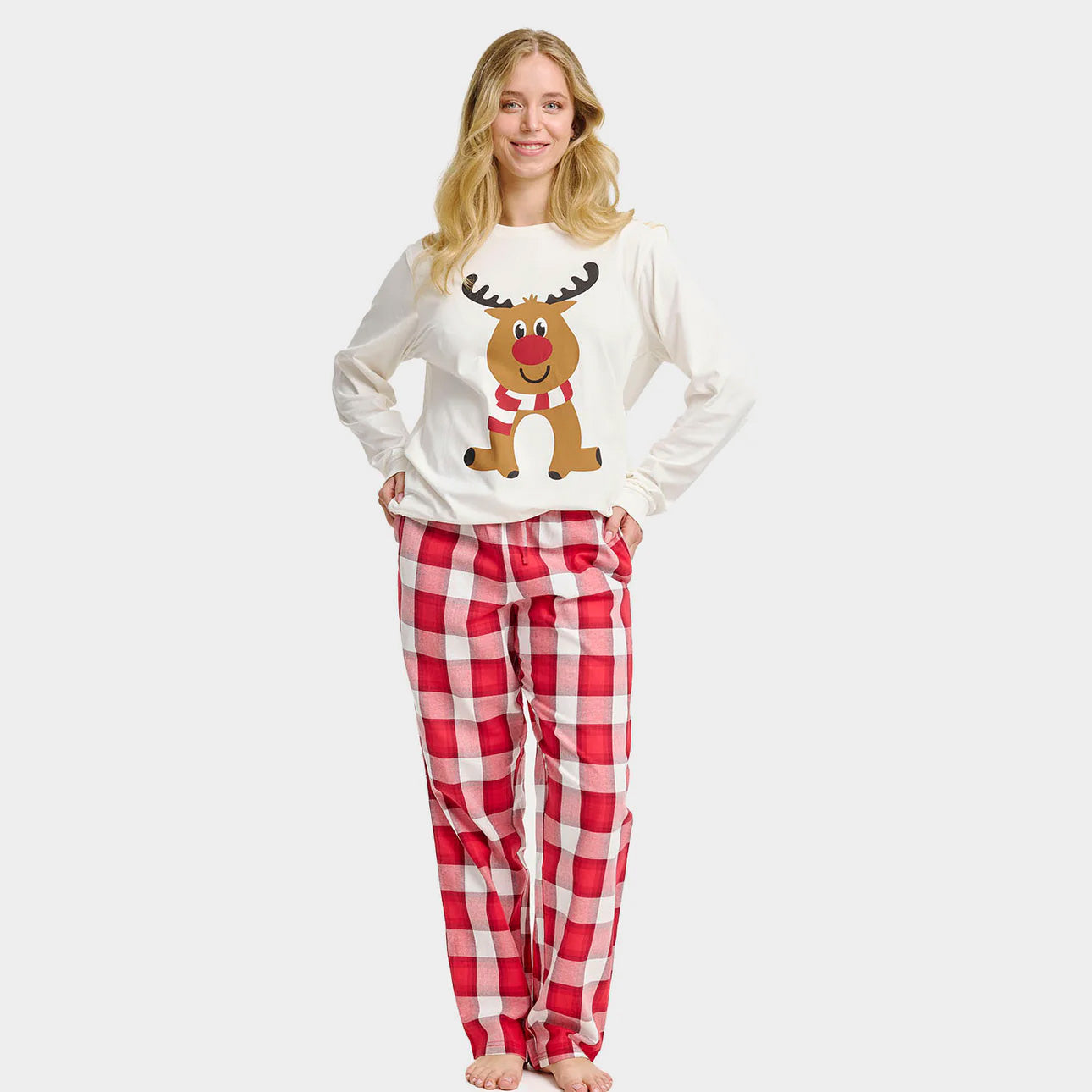 Pijama de Navidad para Adultos Unisex Reno Simpático Mujer
