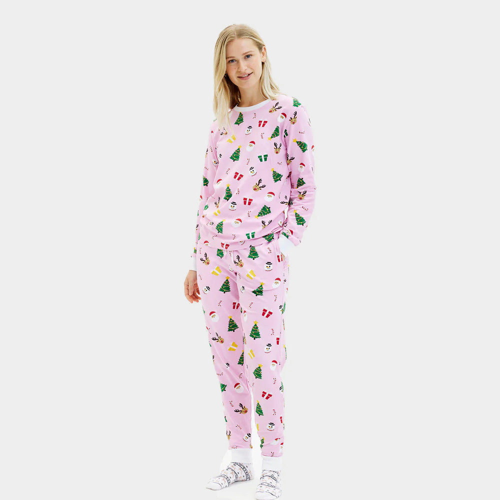 Pijama de Navidad Mujer Adultos Unisex Rosa Motivos Navideños
