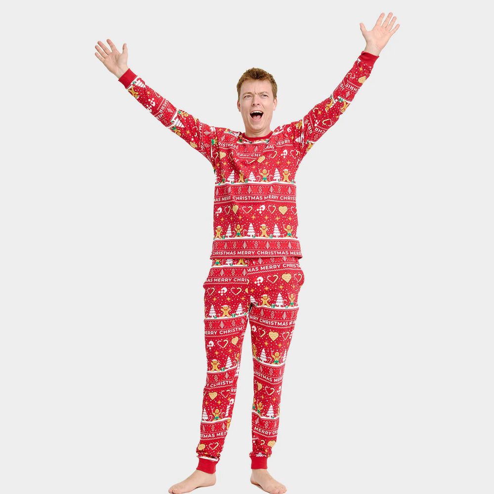 Pijama de Navidad Hombre Unisex Rojo Gingercookies 
