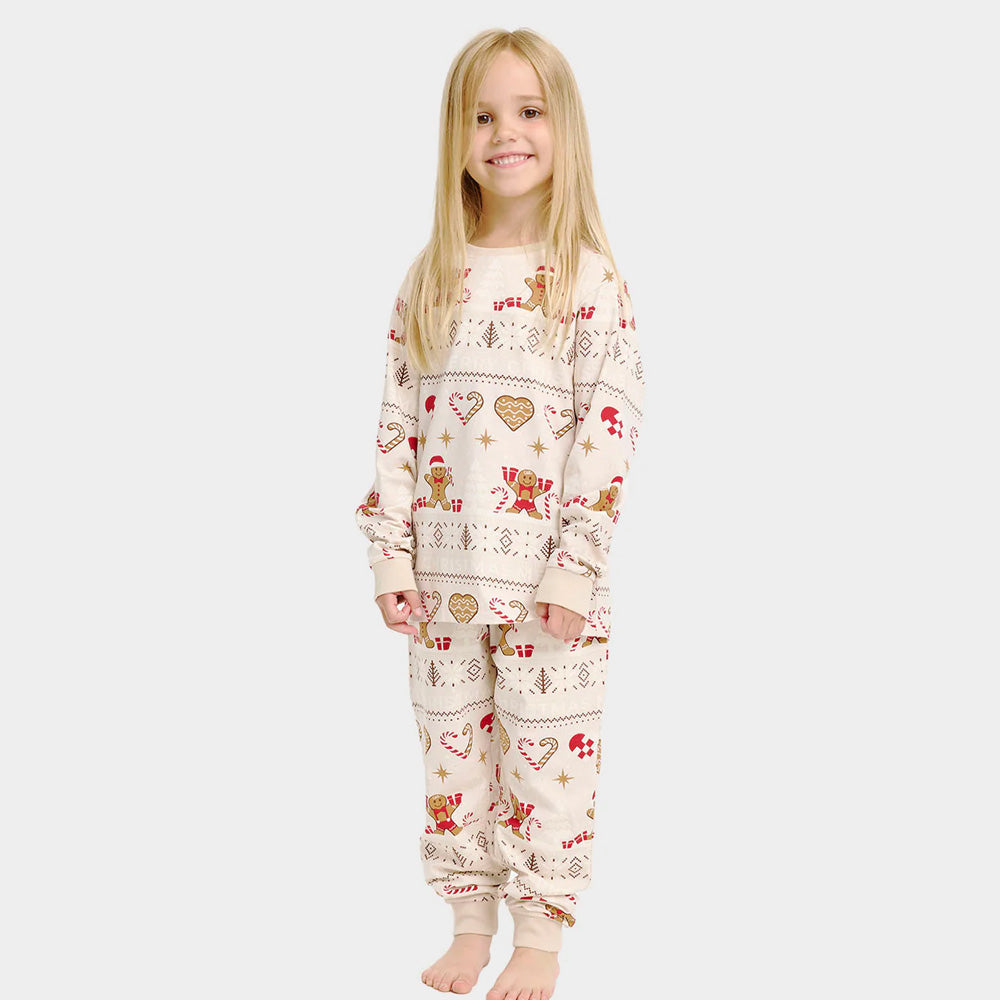 Pijama de Navidad para niña Gingercookies Beige
