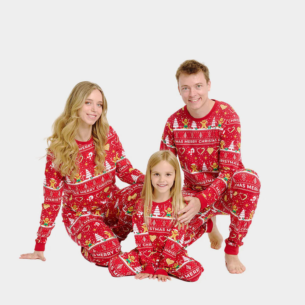Pijama de Navidad Familia y Niños Gingercookies Rojo
