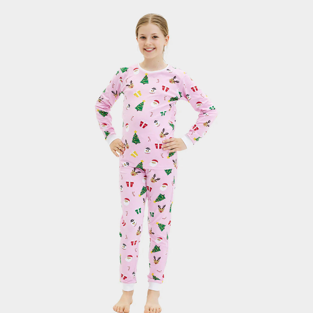 Pijama de Navidad para Niño y Niña Rosa Motivos Navideños
