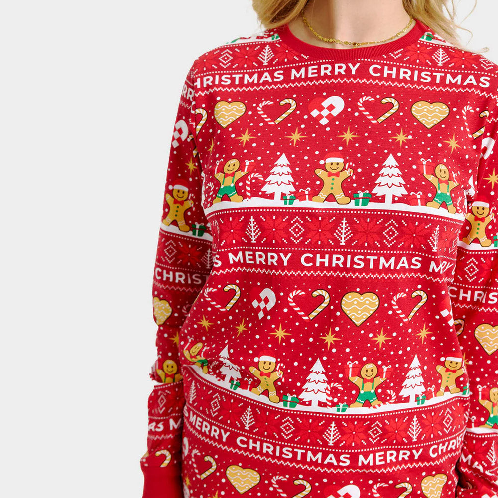 Pijama de Navidad Unisex Gingercookies Rojo para Mujer
