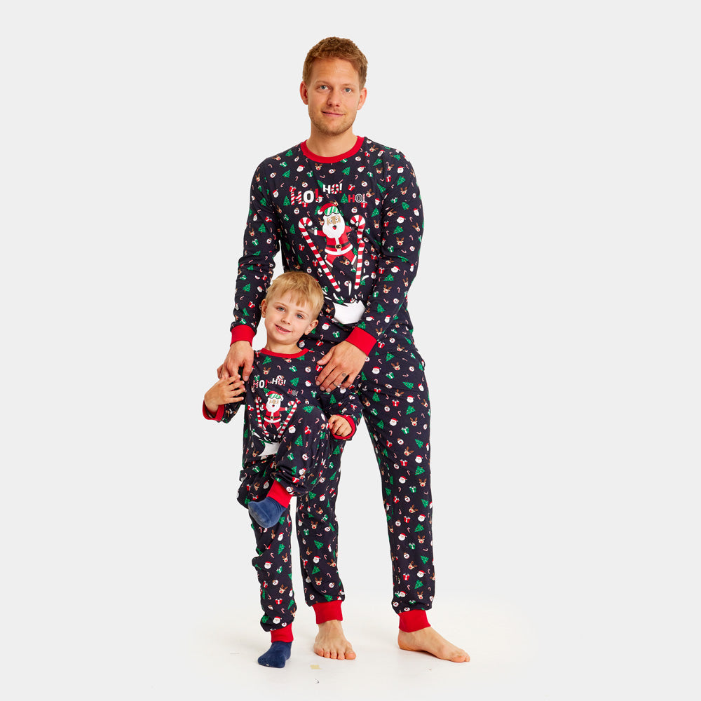 Pijama de Navidad para Familia Azul Papá Noel Esquiador
