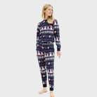 Pijama de Navidad para Mujer Azul Muñecos de Nieve y Corazones
