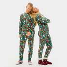 Pijama de Navidad Niños Mujer y Hombre Verde con Motivos Navideños

