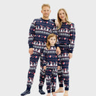 Pijama de Navidad para Niña y Niño Azul Muñecos de Nieve y Corazones Familia
