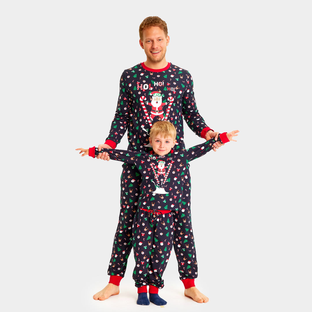 Pijama de Navidad para Familia con Papá Noel Esquiador