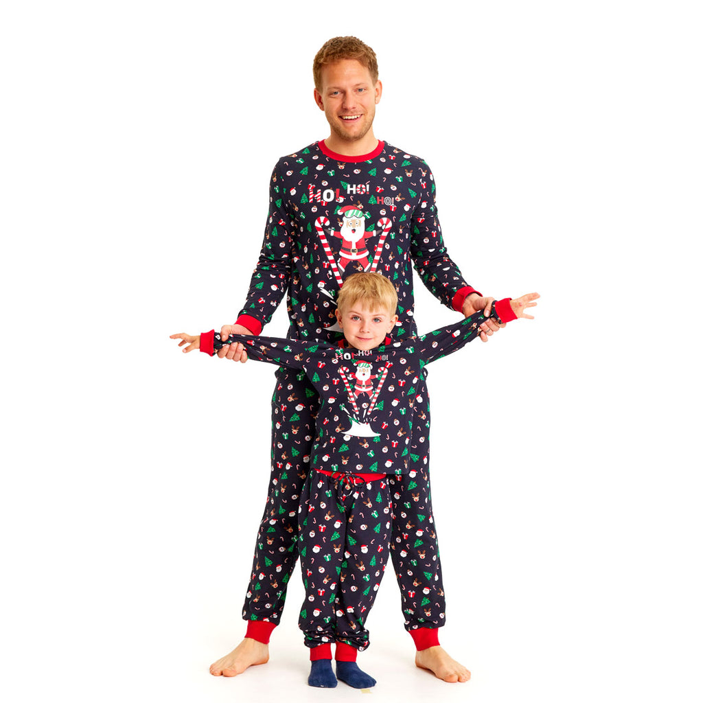 Pijama de Navidad para Familia con Papá Noel Esquiador