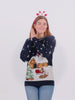 Jersey de Navidad con Luces LED para Mujer y Hombre Azul Merry Christmas