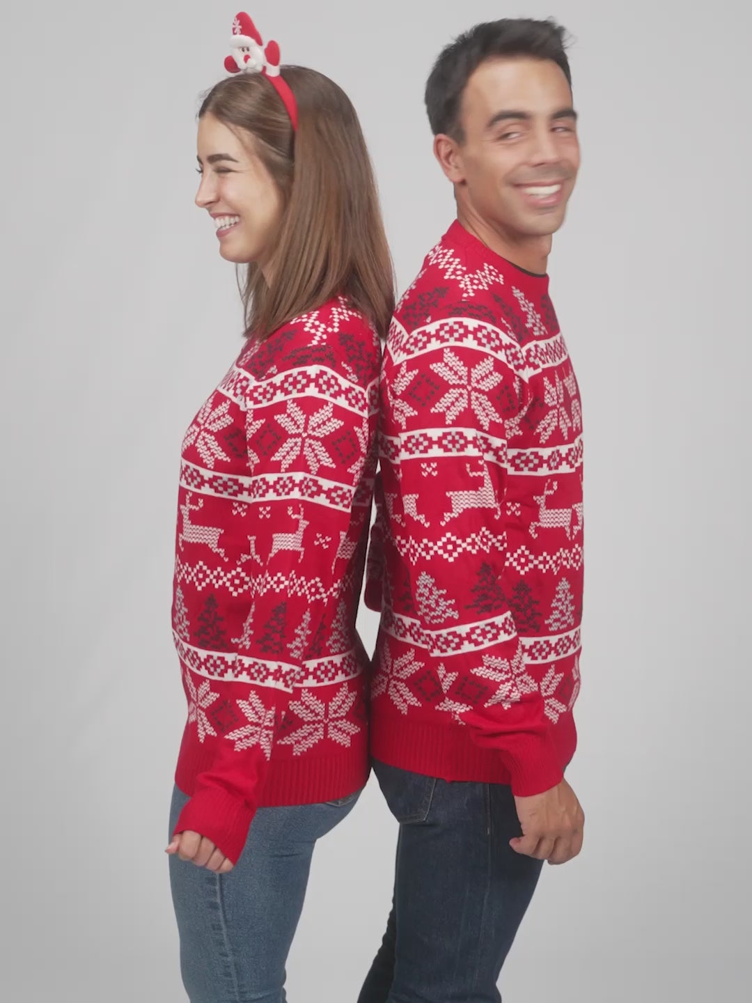 Jersey de Navidad Mujer y Hombre Rojo Clásico Estrellas Polares