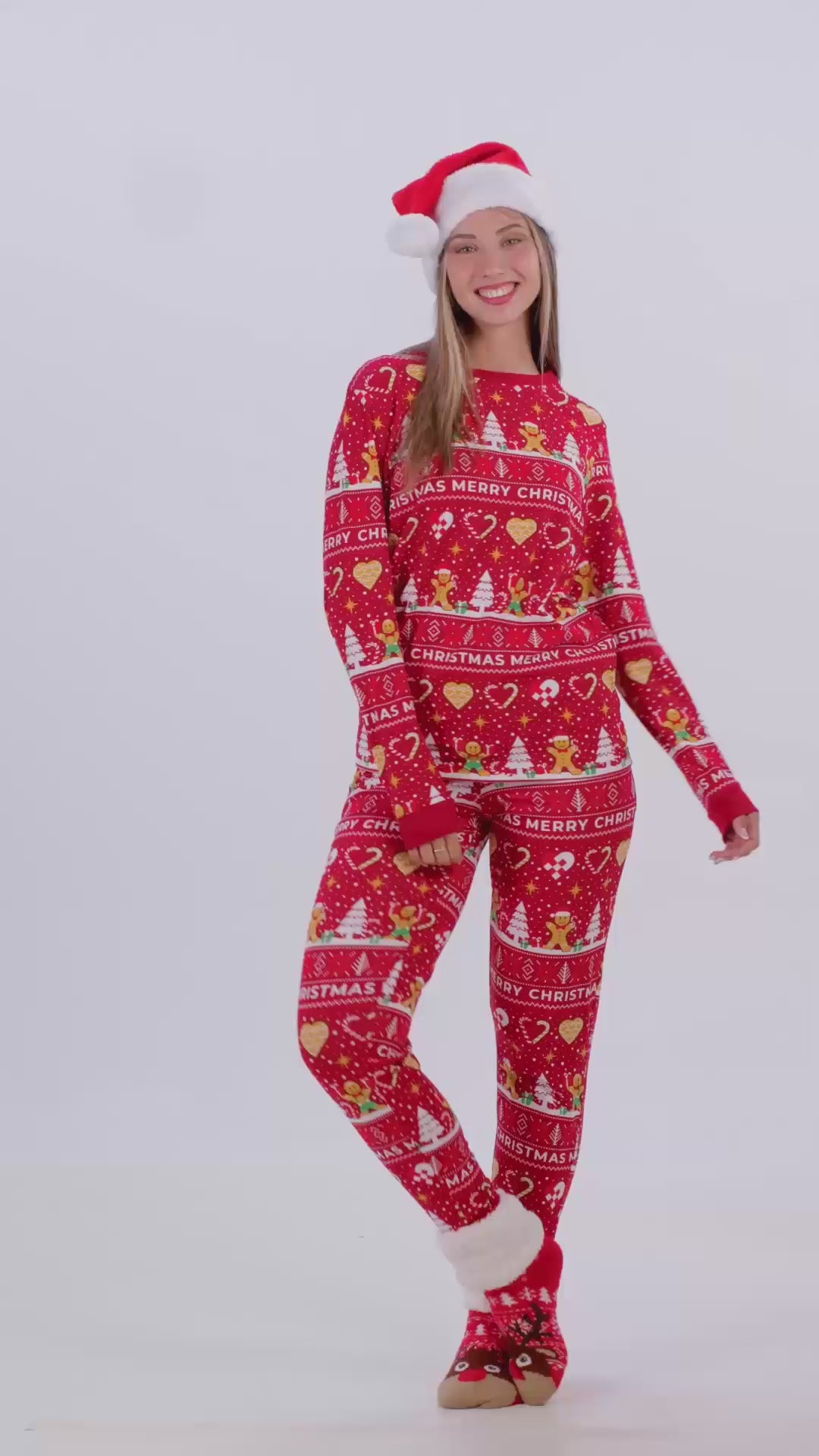 Pijama de Navidad para Mujer y Hombre Unisex Gingercookies Rojo