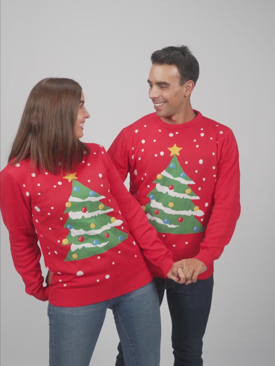 Jersey de Navidad Mujer y Hombre Rojo Árbol de Navidad