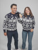 Jersey Navideño Mujer y Hombre con Renos y Estrellas Azul Nordic