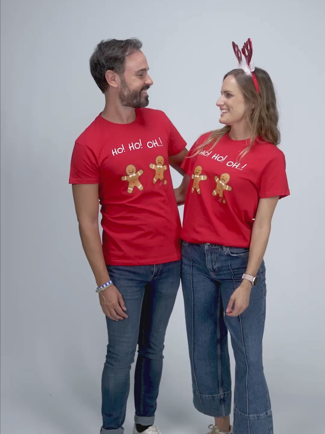 Camiseta de Navidad para Hombre y Mujer Roja Gingerbreads