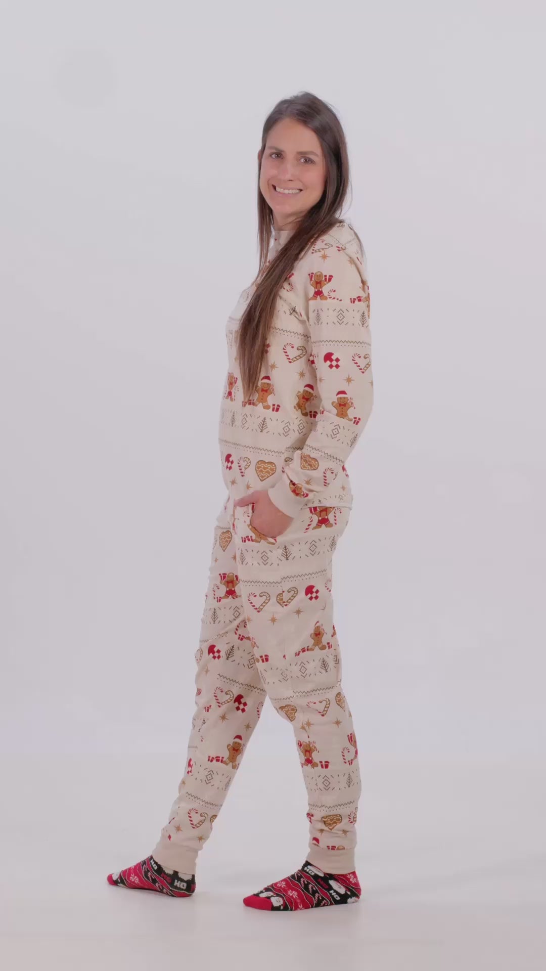 Pijama de Navidad para Mujer y Hombre Unisex Gingercookies Beige
