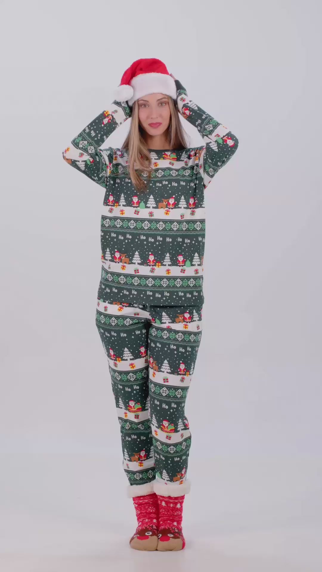 Pijama de Navidad para Mujer y Hombre Unisex Green Jolly Christmas