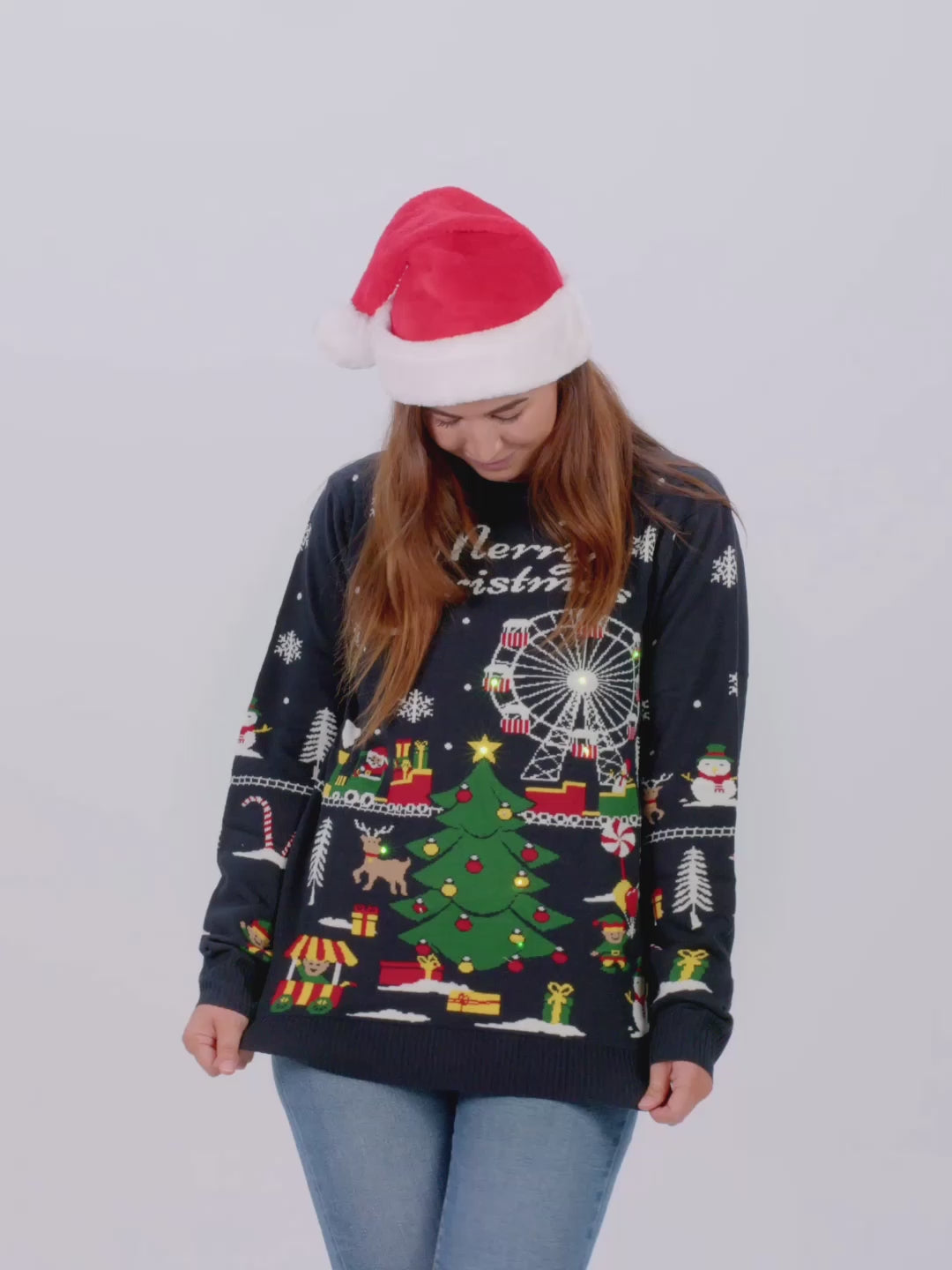 Jersey de Navidad con Luces LED para Mujer y Hombre Feria Navideña