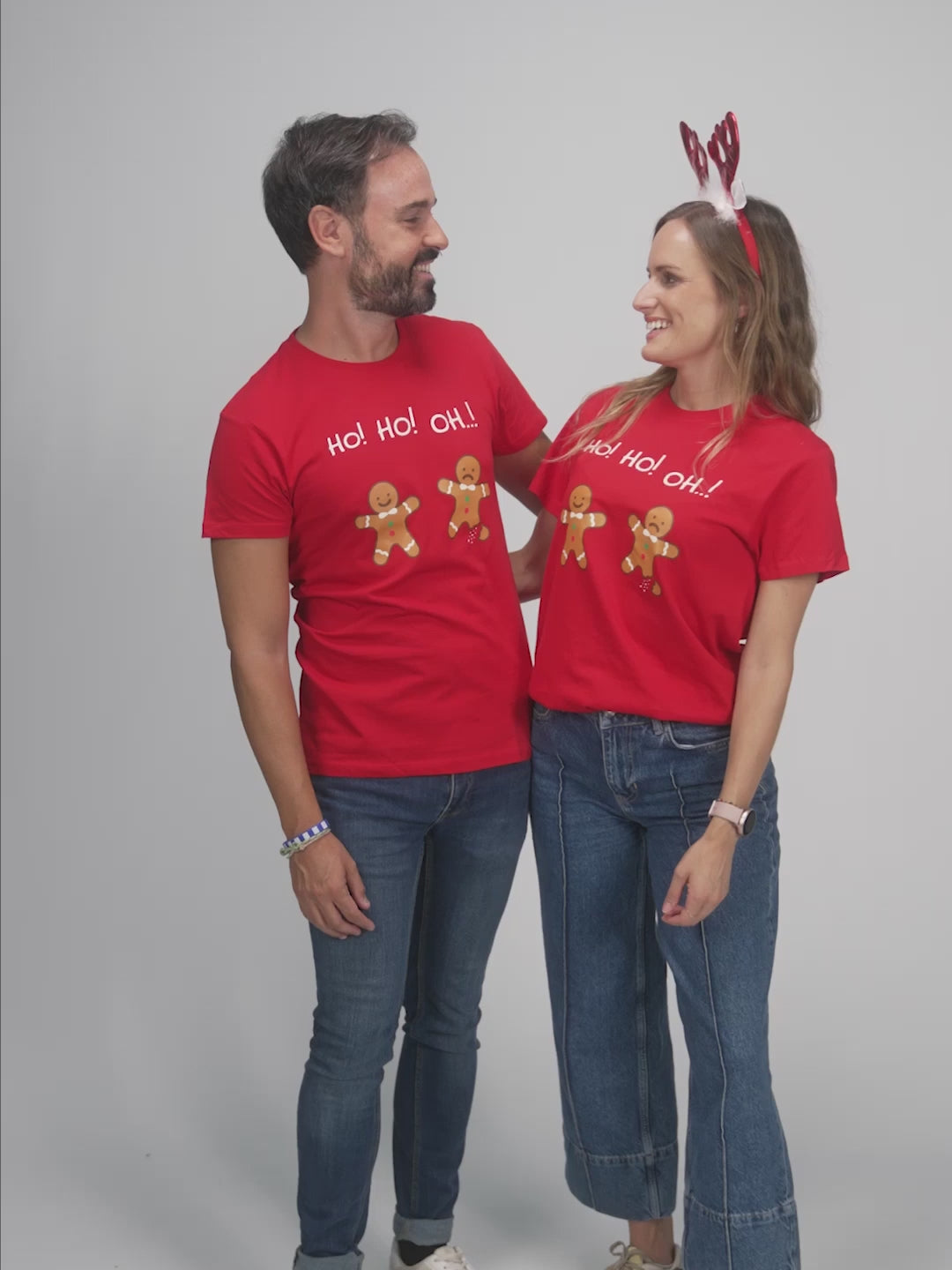 Camiseta de Navidad para Hombre y Mujer Roja Gingerbreads