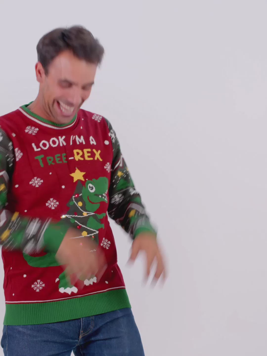 Jersey de Navidad con Luces LED para Mujer y Hombre Christmas Tree-Rex