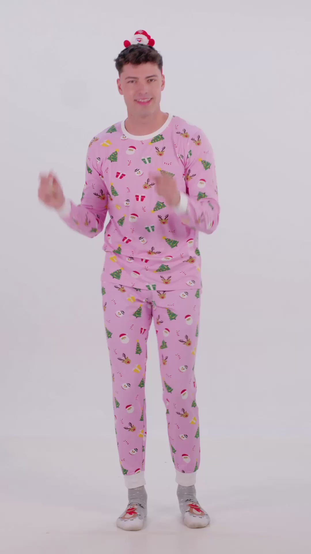 Pijama de Navidad para Hombre y Mujer Unisex Rosa Motivos Navideños