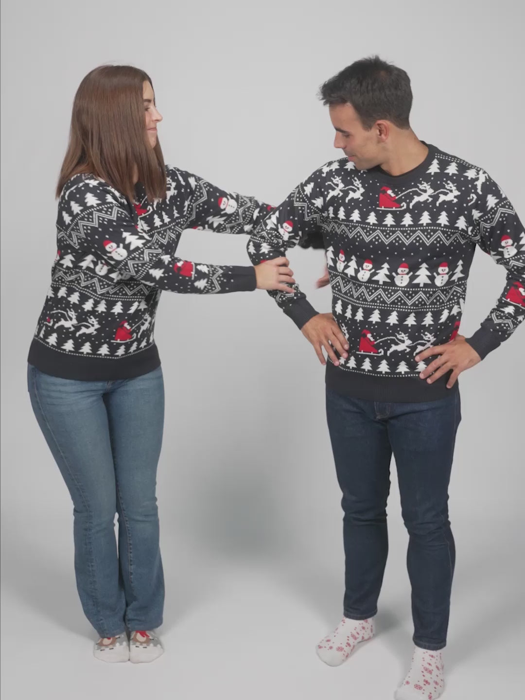 Jersey de Navidad Mujer y Hombre con Árboles, Muñecos y Papá Noel