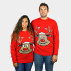 Jersey de Navidad para Familia Reno Sonriente Rojo pareja