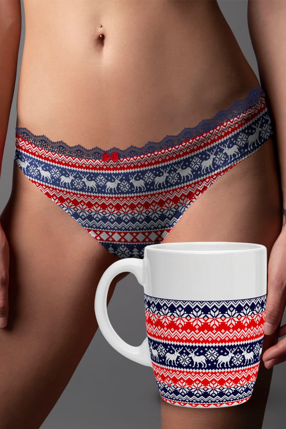 Braguita Navideña Cenefa Mujer + Taza