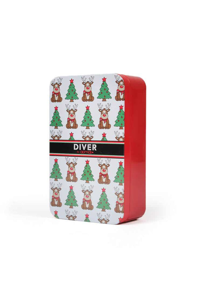 Caja Metálica Calzoncillo Boxer Navideño Renos y Árboles de Navidad Diver