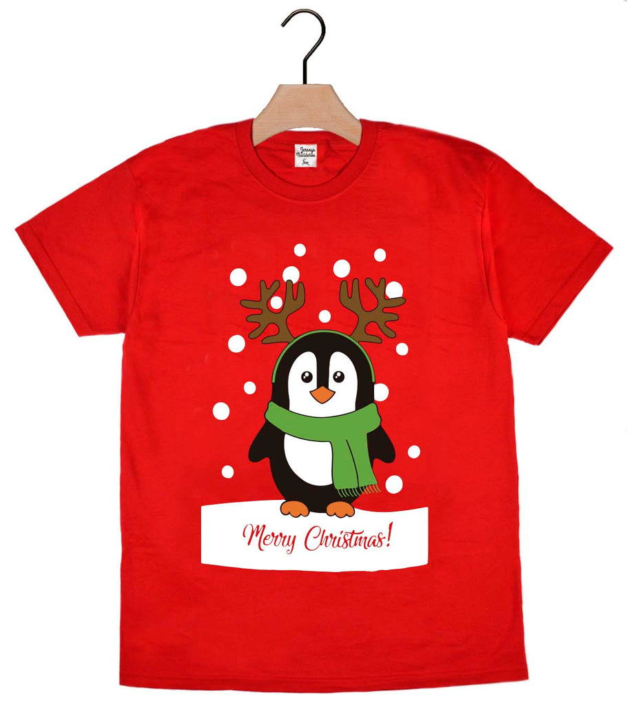 Camiseta Navideña Merry Christmas Pingüino