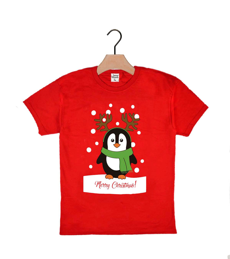 Camiseta Navideña para Niños Pingüino