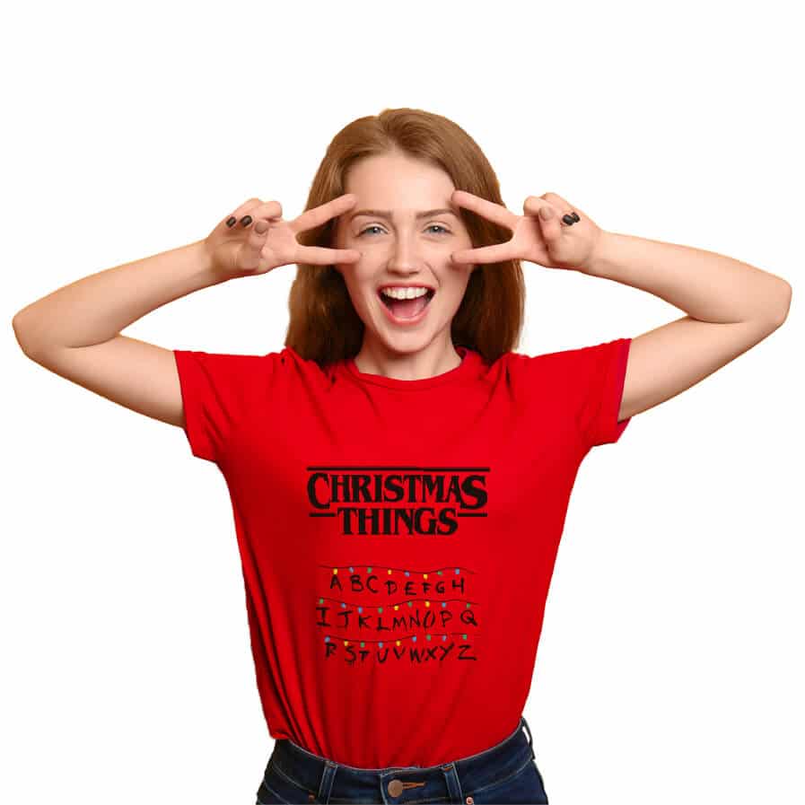 Camiseta de Navidad Mujer Roja Christmas Things