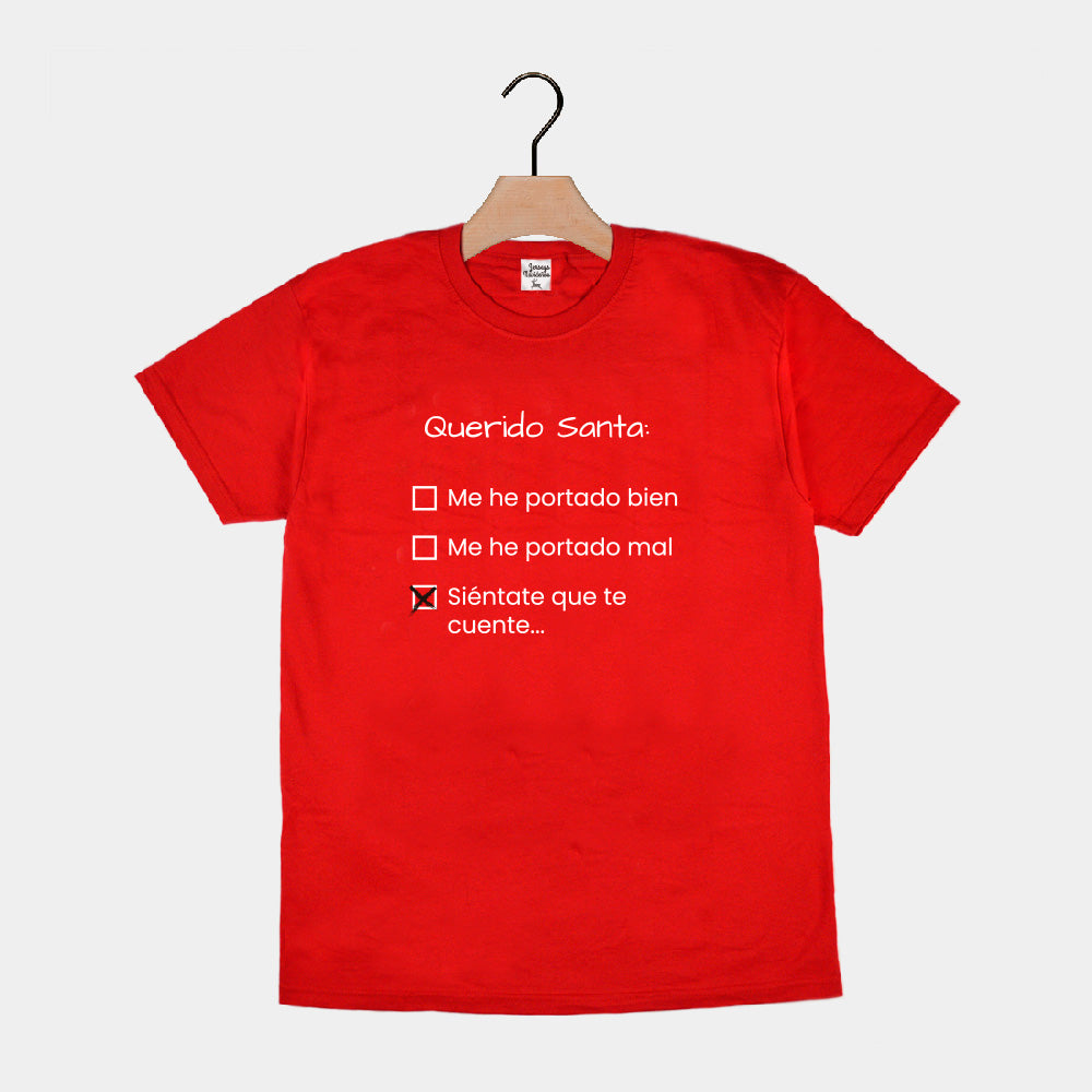 Camiseta Navideña Hombre Mujer Roja Querido Santa