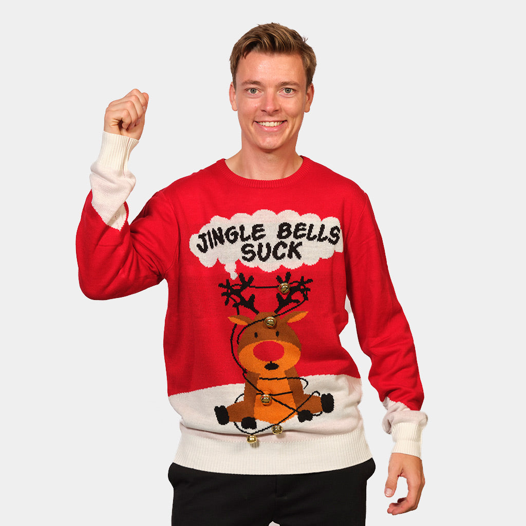 Jersey Navideño Hombre Jingle Bells Suck Rojo